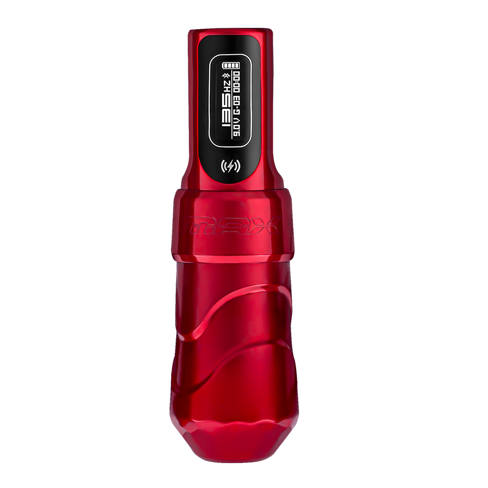 Flux Max Scarlet Special Edition  w/ 2 PowerBolts II - FK Irons - Precision Tattoo MachinesFlux Max Scarlet Special Edition  w/ 2 PowerBolts II