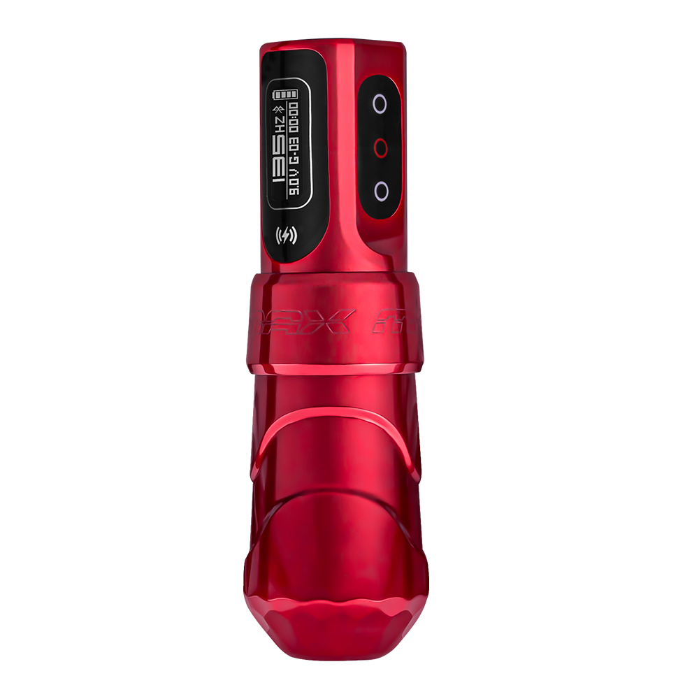 Flux Max Scarlet Special Edition  w/ 2 PowerBolts II - FK Irons - Precision Tattoo MachinesFlux Max Scarlet Special Edition  w/ 2 PowerBolts II