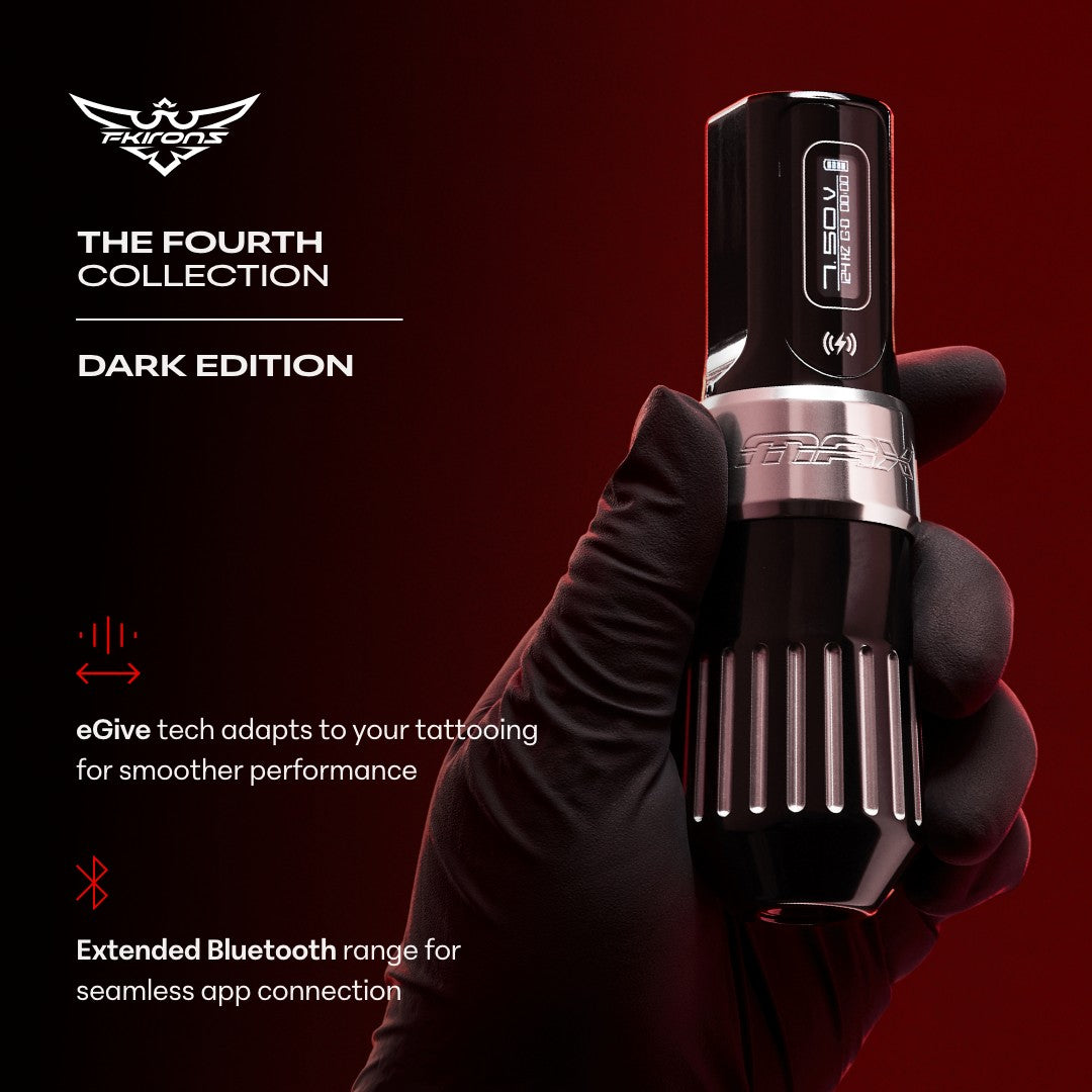 FK Irons Fourth Collection Flux Max Machine — Dark Edition - FK Irons - Precision Tattoo MachinesThe Fourth Collection: Flux Max w/ 2 PowerBolt II's - Limited Dark Edition