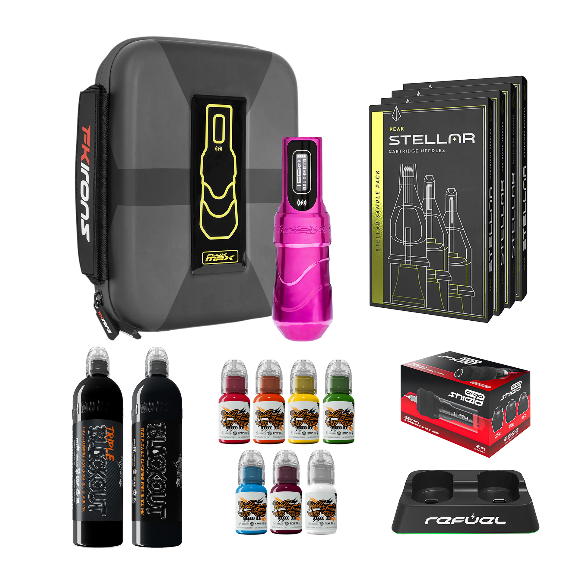 FK Irons Flux Max Pro Bundle With PowerBolt Batteries – Pick Color and Stroke Length