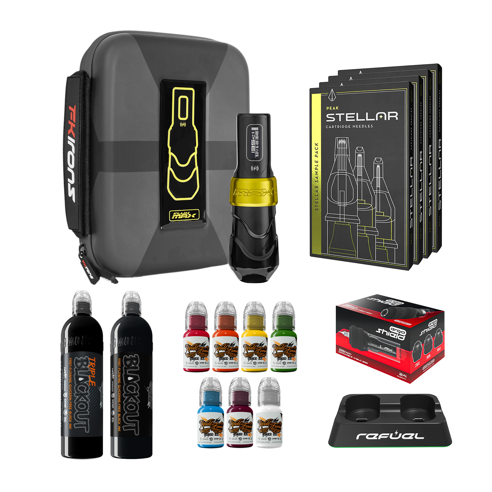 FK Irons Flux Max Pro Bundle With PowerBolt Batteries – Pick Color and Stroke Length