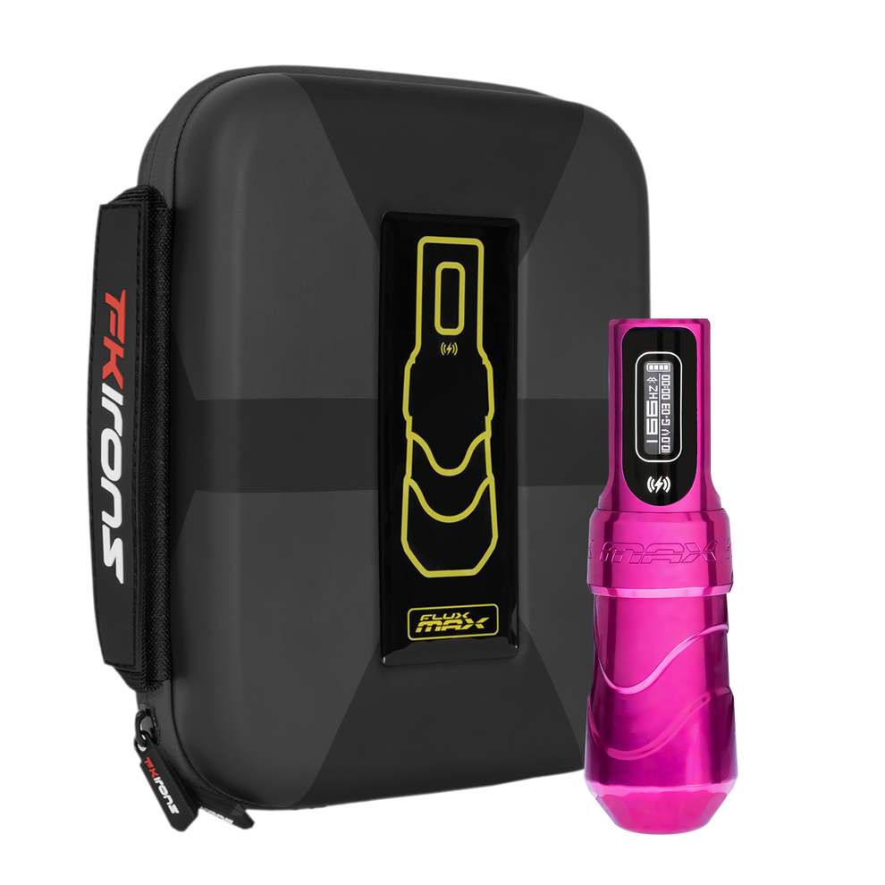 Flux Max Bubblegum with PowerBolt II FK Irons Precision Tattoo Machines