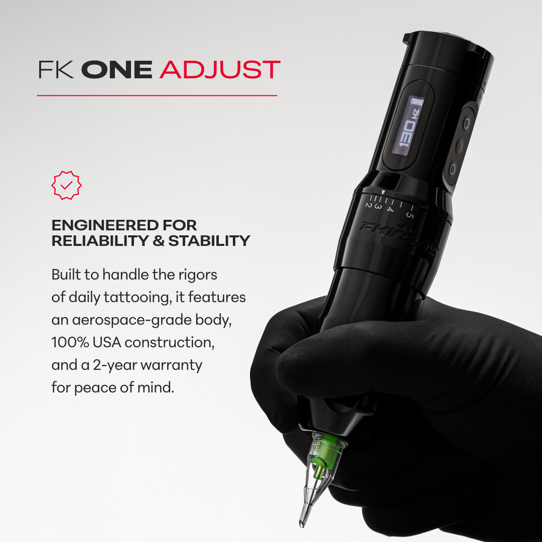 FK One Adjust Wireless Tattoo Machine - FK Irons - Precision Tattoo MachinesFK One Adjust Wireless Tattoo Machine