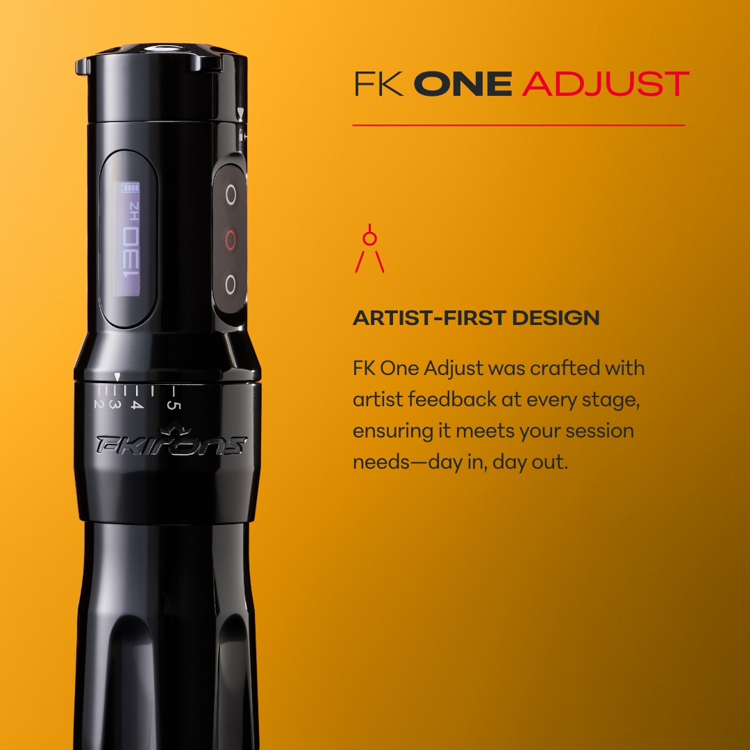 FK One Adjust Wireless Tattoo Machine - FK Irons - Precision Tattoo MachinesFK One Adjust Wireless Tattoo Machine