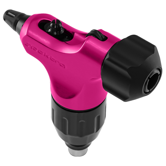 Spektra Halo 2 crossover tattoo machine in bubblegum pink, view from the plug
