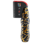 Spektra Xion tattoo machine in black with goldtone squiggles, shown with LightningBolt wireless power supply (for purchase separately)
